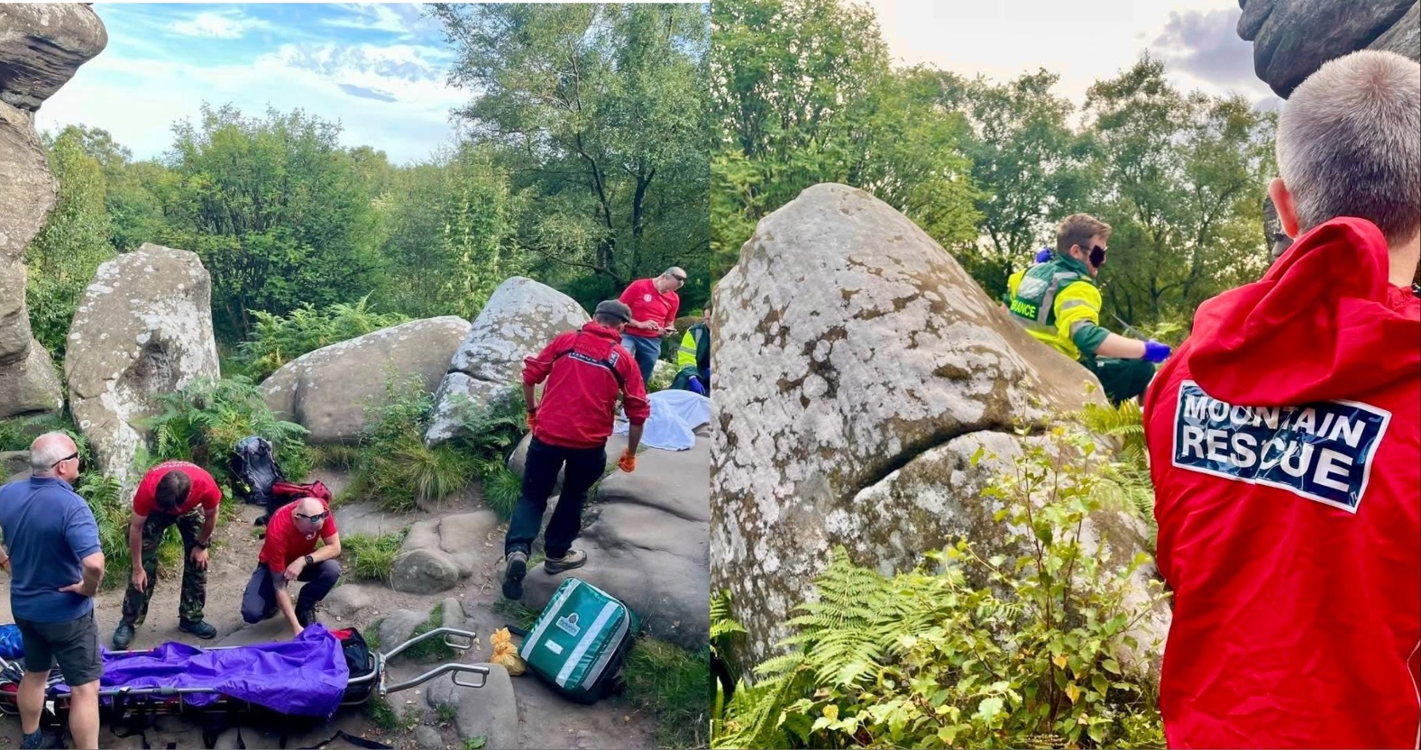 Fell rescuers help man with suspected broken femur after Brimham Rocks fall